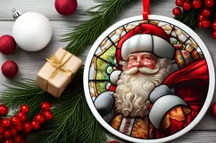 Stained Glass Christmas Round Ornament Sublimation Product Image 1