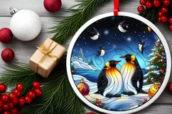 Stained Glass Christmas Round Ornament Sublimation Product Image 1