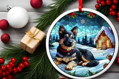 Stained Glass Christmas Round Ornament Sublimation Product Image 1