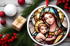 Stained Glass Christmas Round Ornament Sublimation Product Image 1