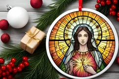 Stained Glass Christmas Round Ornament Sublimation Product Image 1