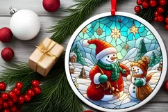 Stained Glass Christmas Round Ornament Sublimation Product Image 2