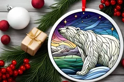 Stained Glass Christmas Round Ornament Sublimation Product Image 1