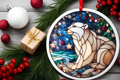 Stained Glass Christmas Round Ornament Sublimation Product Image 1