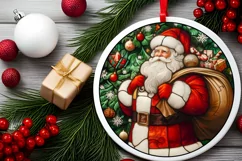 Stained Glass Christmas Round Ornament Sublimation Product Image 1