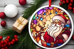 Stained Glass Christmas Round Ornament Sublimation Product Image 1