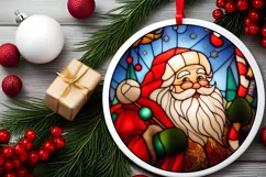 Stained Glass Christmas Round Ornament Sublimation Product Image 1