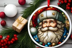 Stained Glass Christmas Round Ornament Sublimation Product Image 2