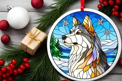 Stained Glass Christmas Round Ornament Sublimation Product Image 1