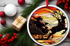 Stained Glass Christmas Round Ornament Sublimation Product Image 1