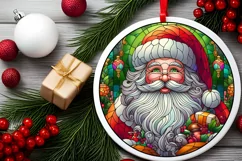 Stained Glass Christmas Round Ornament Sublimation Product Image 1