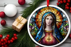 Stained Glass Christmas Round Ornament Sublimation Product Image 1