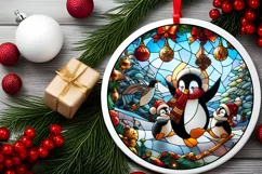 Stained Glass Christmas Round Ornament Sublimation Product Image 1