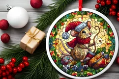 Stained Glass Christmas Round Ornament Sublimation Product Image 1
