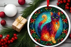 Stained Glass Christmas Round Ornament Sublimation Product Image 1