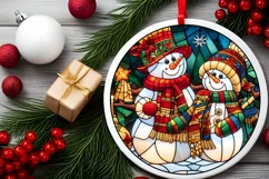 Stained Glass Christmas Round Ornament Sublimation Product Image 1