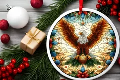 Stained Glass Christmas Round Ornament Sublimation Product Image 1