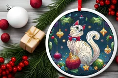 Stained Glass Christmas Round Ornament Sublimation Product Image 2