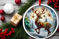 Stained Glass Christmas Round Ornament Sublimation Product Image 1