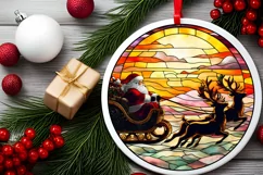 Stained Glass Christmas Round Ornament Sublimation Product Image 1