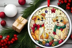Stained Glass Christmas Round Ornament Sublimation Product Image 2