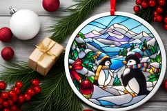 Stained Glass Christmas Round Ornament Sublimation Product Image 1