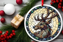 Stained Glass Christmas Round Ornament Sublimation Product Image 1