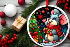 Stained Glass Christmas Round Ornament Sublimation Product Image 1