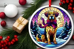 Stained Glass Christmas Round Ornament Sublimation Product Image 1