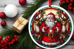 Stained Glass Christmas Round Ornament Sublimation Product Image 1