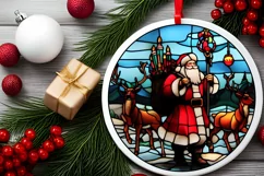 Stained Glass Christmas Round Ornament Sublimation Product Image 2