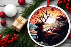 Stained Glass Christmas Round Ornament Sublimation Product Image 1