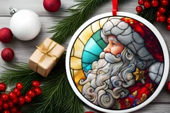Stained Glass Christmas Round Ornament Sublimation Product Image 1
