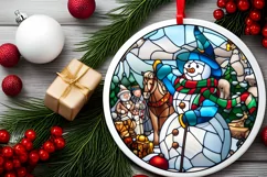 Stained Glass Christmas Round Ornament Sublimation Product Image 2