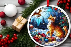 Stained Glass Christmas Round Ornament Sublimation Product Image 2