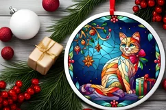 Stained Glass Christmas Round Ornament Sublimation Product Image 1
