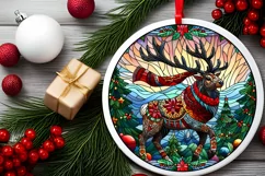 Stained Glass Christmas Round Ornament Sublimation Product Image 1