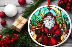 Stained Glass Christmas Round Ornament Sublimation Product Image 1