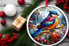 Stained Glass Christmas Round Ornament Sublimation Product Image 1