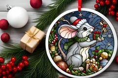 Stained Glass Christmas Round Ornament Sublimation Product Image 1