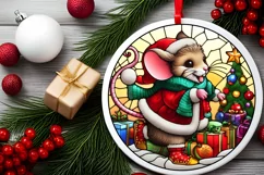 Stained Glass Christmas Round Ornament Sublimation Product Image 1