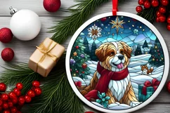 Stained Glass Christmas Round Ornament Sublimation Product Image 1