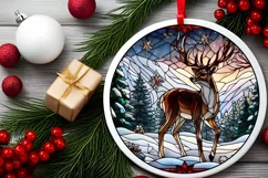 Stained Glass Christmas Round Ornament Sublimation Product Image 1