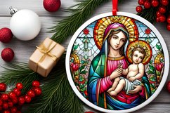 Stained Glass Christmas Round Ornament Sublimation Product Image 1