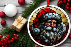 Stained Glass Christmas Round Ornament Sublimation Product Image 2