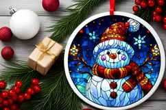 Stained Glass Christmas Round Ornament Sublimation Product Image 1