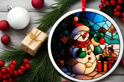 Stained Glass Christmas Round Ornament Sublimation Product Image 1