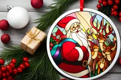 Stained Glass Christmas Round Ornament Sublimation Product Image 1