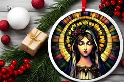 Stained Glass Christmas Round Ornament Sublimation Product Image 2