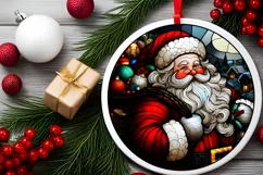 Stained Glass Christmas Round Ornament Sublimation Product Image 1